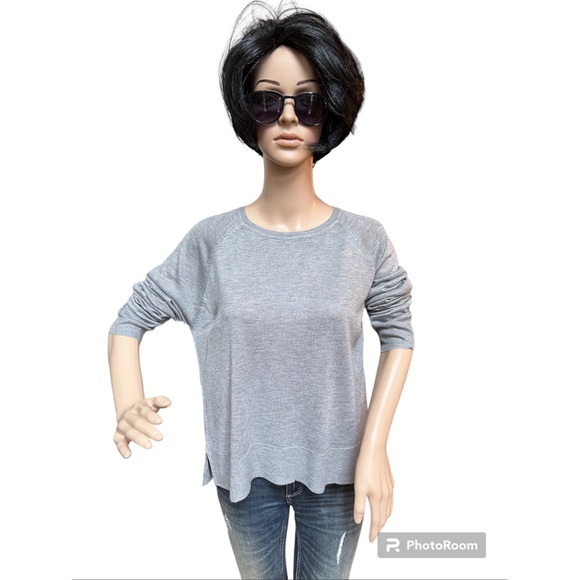 Zara Grey Light Knit Split Hem Top, S - Picture 1 of 10